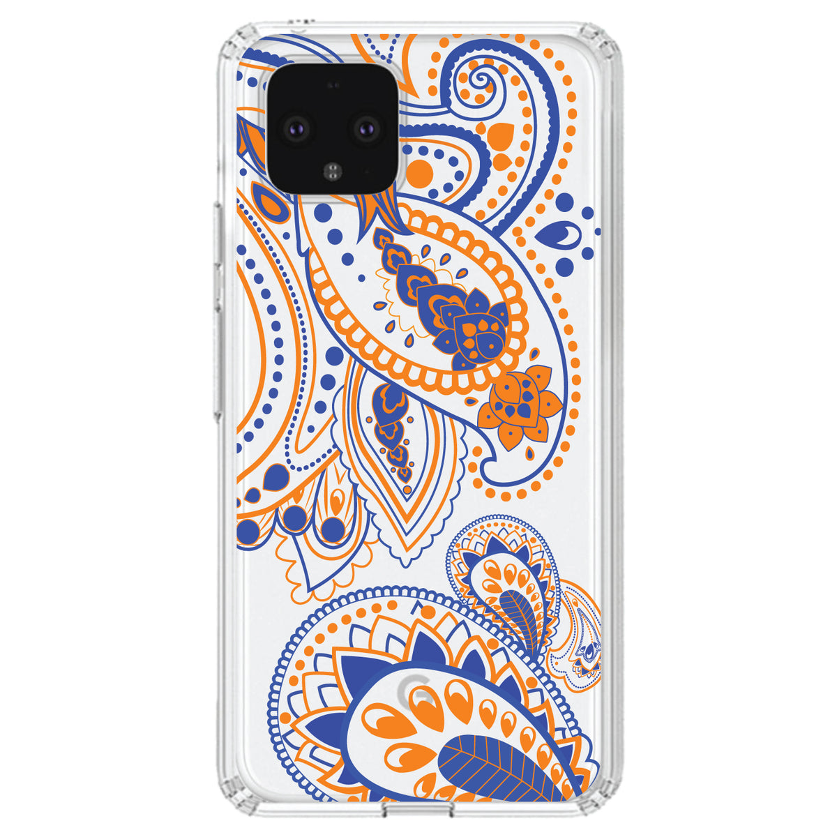 Orange and Blue Paisley Clear Shockproof iPhone Case, view 23