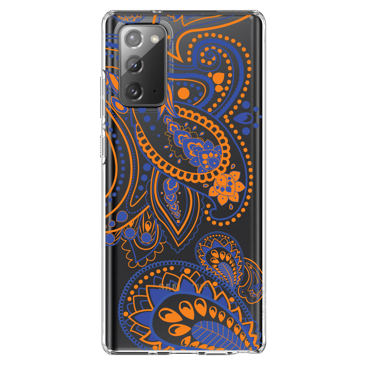 Orange and Blue Paisley Clear Shockproof iPhone Case, view 8