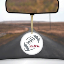 DistinctInk® Hanging Ceramic Christmas Tree Ornament with Gold String - Great Gift / Present - 2 3/4 inch Diameter - Alabama Football - Crimson, Gray
