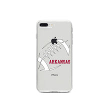 DistinctInk® Clear Shockproof Hybrid Case for Apple iPhone / Samsung Galaxy / Google Pixel - Arkansas Football - Cardinal, White