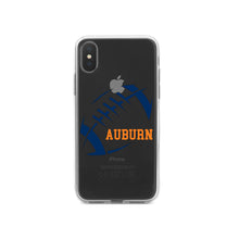 DistinctInk® Clear Shockproof Hybrid Case for Apple iPhone / Samsung Galaxy / Google Pixel - Auburn Football - Orange, Blue