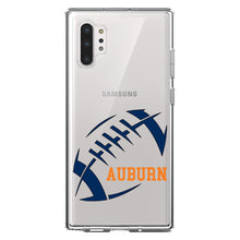 DistinctInk® Clear Shockproof Hybrid Case for Apple iPhone / Samsung Galaxy / Google Pixel - Auburn Football - Orange, Blue