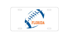 DistinctInk Custom Aluminum Decorative Vanity Front License Plate - Florida Football - Orange, Blue