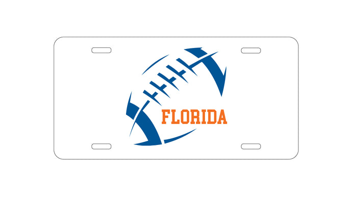 DistinctInk Custom Aluminum Decorative Vanity Front License Plate - Florida Football - Orange, Blue