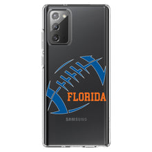 DistinctInk® Clear Shockproof Hybrid Case for Apple iPhone / Samsung Galaxy / Google Pixel - Florida Football - Orange, Blue