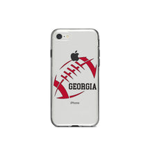 DistinctInk® Clear Shockproof Hybrid Case for Apple iPhone / Samsung Galaxy / Google Pixel - Georgia Football - Red, Black