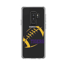 DistinctInk® Clear Shockproof Hybrid Case for Apple iPhone / Samsung Galaxy / Google Pixel - Tigers Football - Purple, Gold