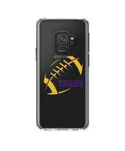DistinctInk® Clear Shockproof Hybrid Case for Apple iPhone / Samsung Galaxy / Google Pixel - Tigers Football - Purple, Gold