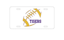 DistinctInk Custom Aluminum Decorative Vanity Front License Plate - Tigers Football - Purple, Gold