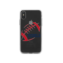 DistinctInk® Clear Shockproof Hybrid Case for Apple iPhone / Samsung Galaxy / Google Pixel - Rebels Football - Red, Navy