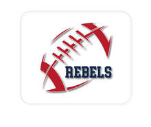 DistinctInk Custom Foam Rubber Mouse Pad - 1/4" Thick - Rebels Football - Red, Navy