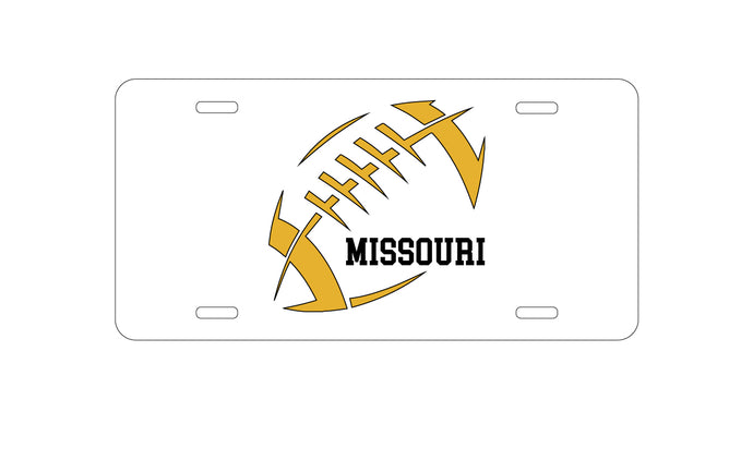 DistinctInk Custom Aluminum Decorative Vanity Front License Plate - Missouri Football - Gold, Black
