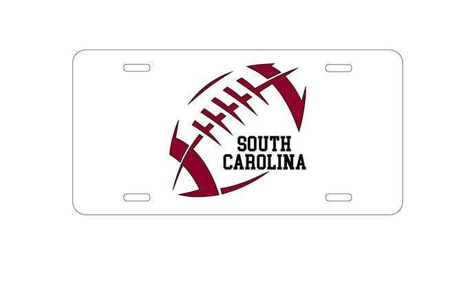 DistinctInk Custom Aluminum Decorative Vanity Front License Plate - South Carolina Football - Garnet, Black