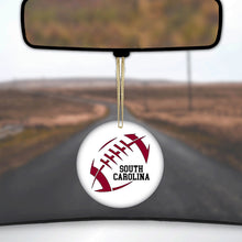 DistinctInk® Hanging Ceramic Christmas Tree Ornament with Gold String - Great Gift / Present - 2 3/4 inch Diameter - South Carolina Football - Garnet, Black