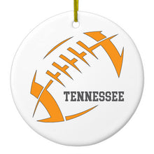 DistinctInk® Hanging Ceramic Christmas Tree Ornament with Gold String - Great Gift / Present - 2 3/4 inch Diameter - Tennessee Football - Orange, Smokey