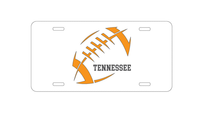 DistinctInk Custom Aluminum Decorative Vanity Front License Plate - Tennessee Football - Orange, Smokey