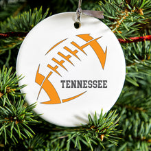 DistinctInk® Hanging Ceramic Christmas Tree Ornament with Gold String - Great Gift / Present - 2 3/4 inch Diameter - Tennessee Football - Orange, Smokey
