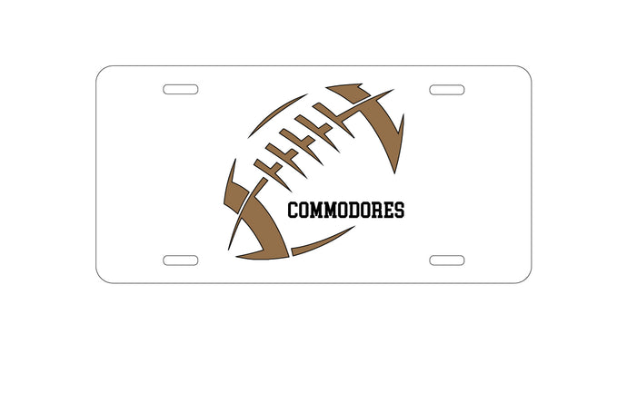 DistinctInk Custom Aluminum Decorative Vanity Front License Plate - Commodores Football - Gold, Black