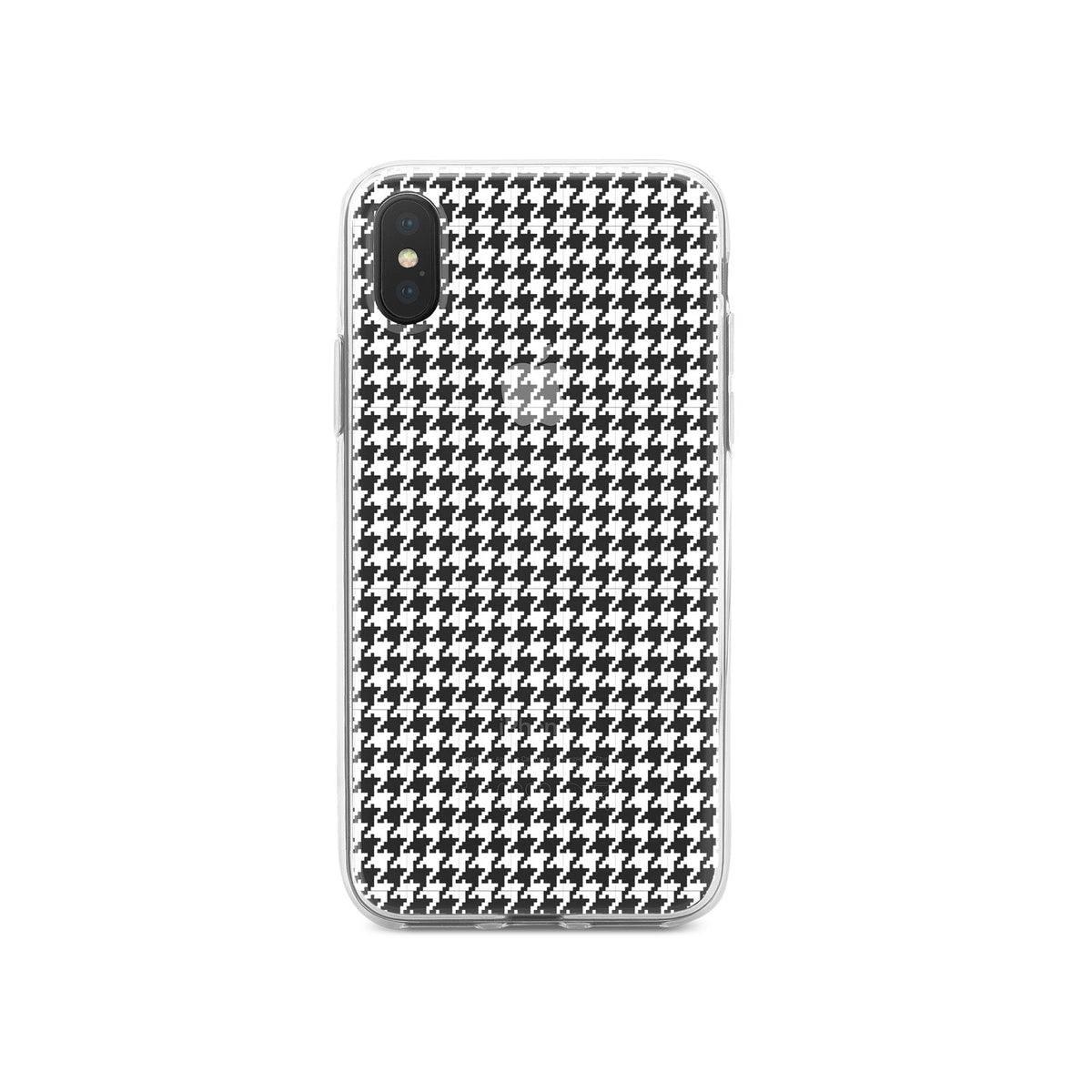 White Houndstooth Clear Shockproof iPhone Case, view 2