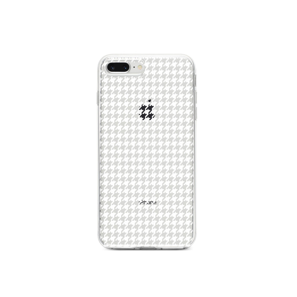 White Houndstooth Clear Shockproof iPhone Case, view 6