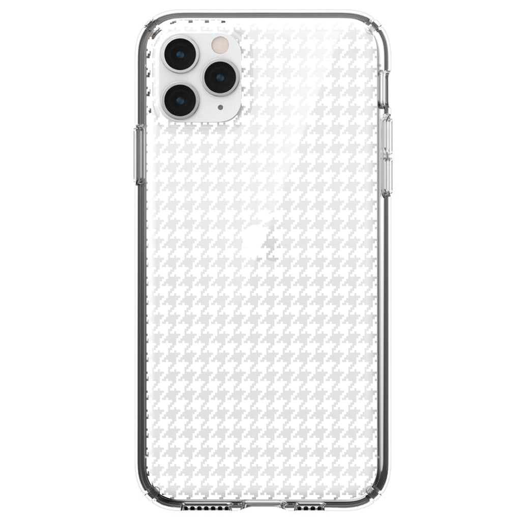 White Houndstooth Clear Shockproof iPhone Case