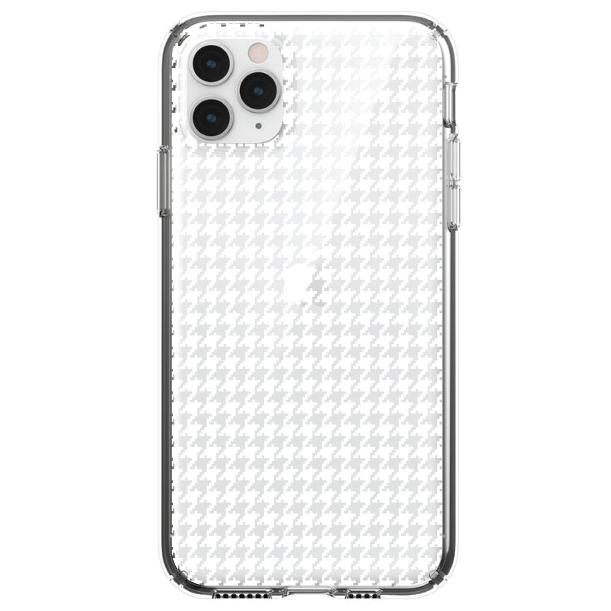 White Houndstooth Clear Shockproof iPhone Case