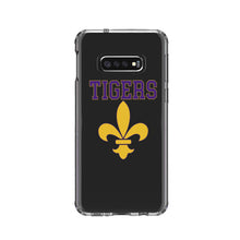 DistinctInk® Clear Shockproof Hybrid Case for Apple iPhone / Samsung Galaxy / Google Pixel - Tigers Football / Fleur de Lis - Purple, Gold