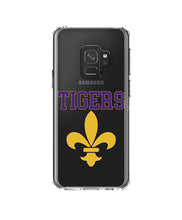 DistinctInk® Clear Shockproof Hybrid Case for Apple iPhone / Samsung Galaxy / Google Pixel - Tigers Football / Fleur de Lis - Purple, Gold