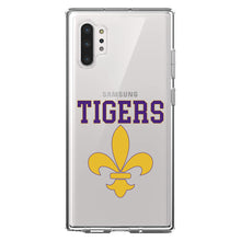 DistinctInk® Clear Shockproof Hybrid Case for Apple iPhone / Samsung Galaxy / Google Pixel - Tigers Football / Fleur de Lis - Purple, Gold