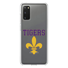 DistinctInk® Clear Shockproof Hybrid Case for Apple iPhone / Samsung Galaxy / Google Pixel - Tigers Football / Fleur de Lis - Purple, Gold