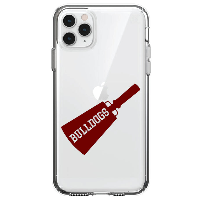 DistinctInk® Clear Shockproof Hybrid Case for Apple iPhone / Samsung Galaxy / Google Pixel - Bulldogs Cowbell - Maroon, Gray