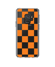 DistinctInk® Clear Shockproof Hybrid Case for Apple iPhone / Samsung Galaxy / Google Pixel - Tennessee Checkerboard - Orange, Clear