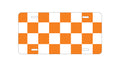Custom Aluminum Decorative Vanity Front License Plate - Tennessee Checkerboard - Orange, Clear