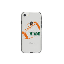 DistinctInk® Clear Shockproof Hybrid Case for Apple iPhone / Samsung Galaxy / Google Pixel - Miami Football - Orange, Green