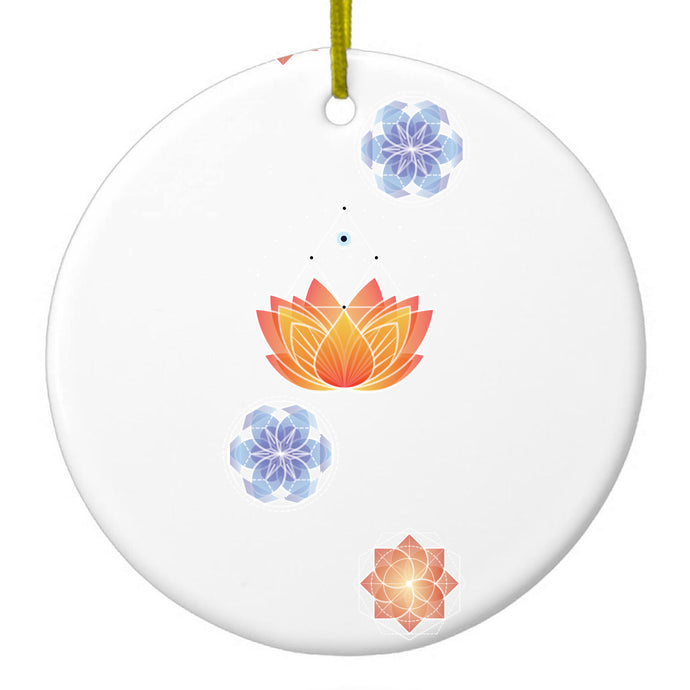 Lotus Flower and Mandalas Ceramic Ornament
