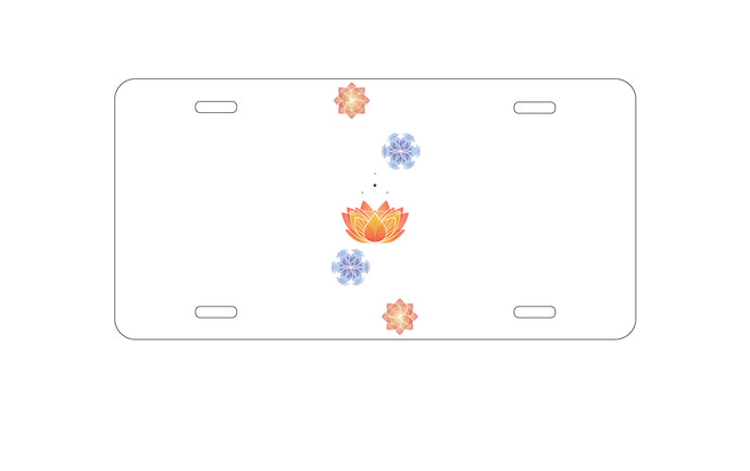 DistinctInk Custom Aluminum Decorative Vanity Front License Plate - Lotus Flower and Mandalas