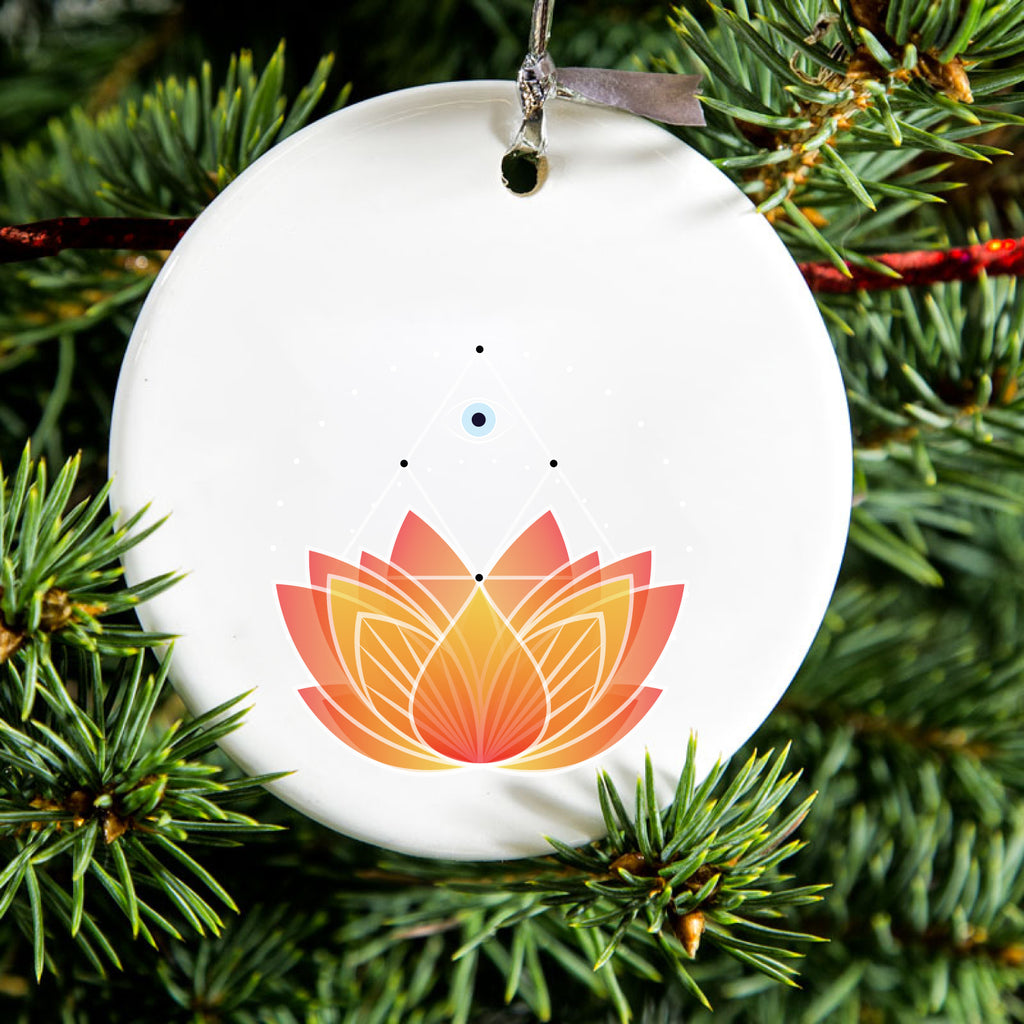 Lotus Flower and Third Eye Ceramic Ornament, view 2