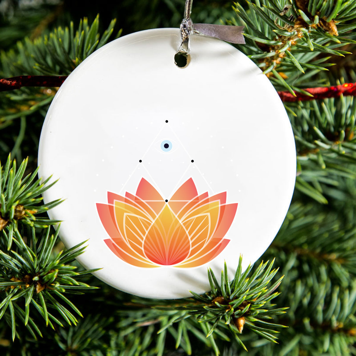 Lotus Flower and Third Eye Ceramic Ornament, view 2