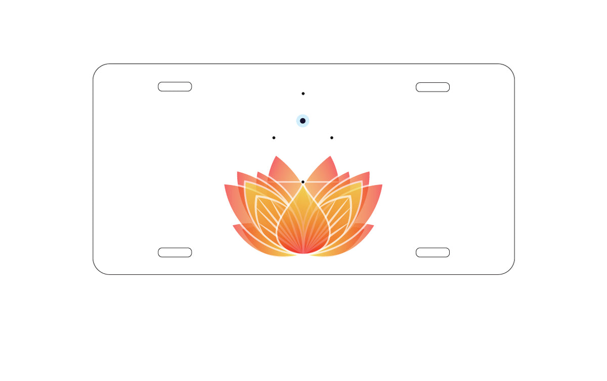 Custom Aluminum Decorative Vanity Front License Plate - Lotus Flower and Third Eye