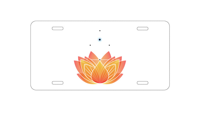 DistinctInk Custom Aluminum Decorative Vanity Front License Plate - Lotus Flower and Third Eye