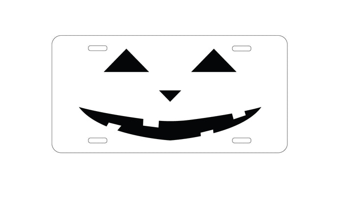 DistinctInk Custom Aluminum Decorative Vanity Front License Plate - Pumpkin Face