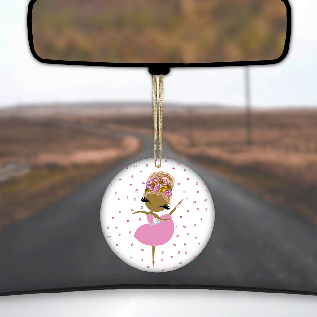 Ballerina Dancing in Flower Petals Ceramic Ornament, view 3