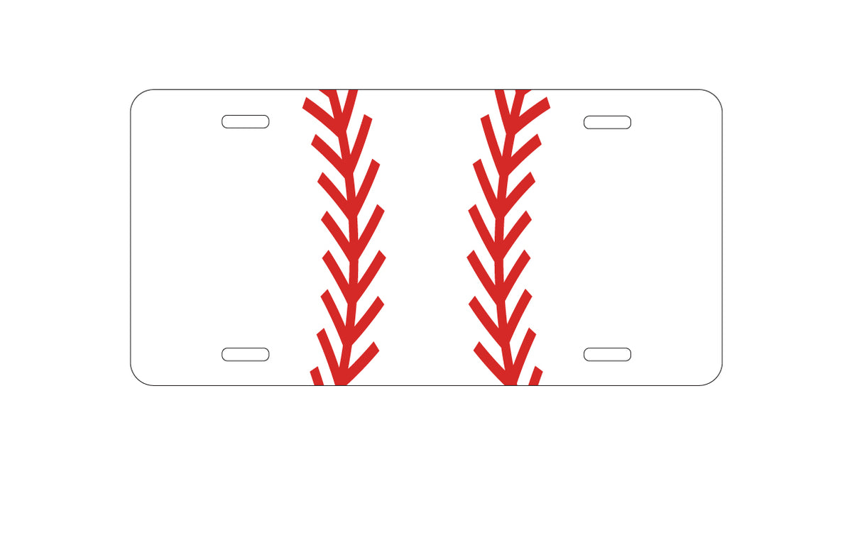 Custom Aluminum Decorative Vanity Front License Plate - Red Baseball Stitching