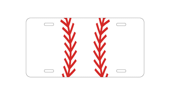 DistinctInk Custom Aluminum Decorative Vanity Front License Plate - Red Baseball Stitching