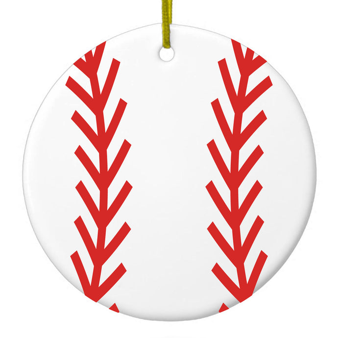 Red Baseball Stitching Ceramic Ornament
