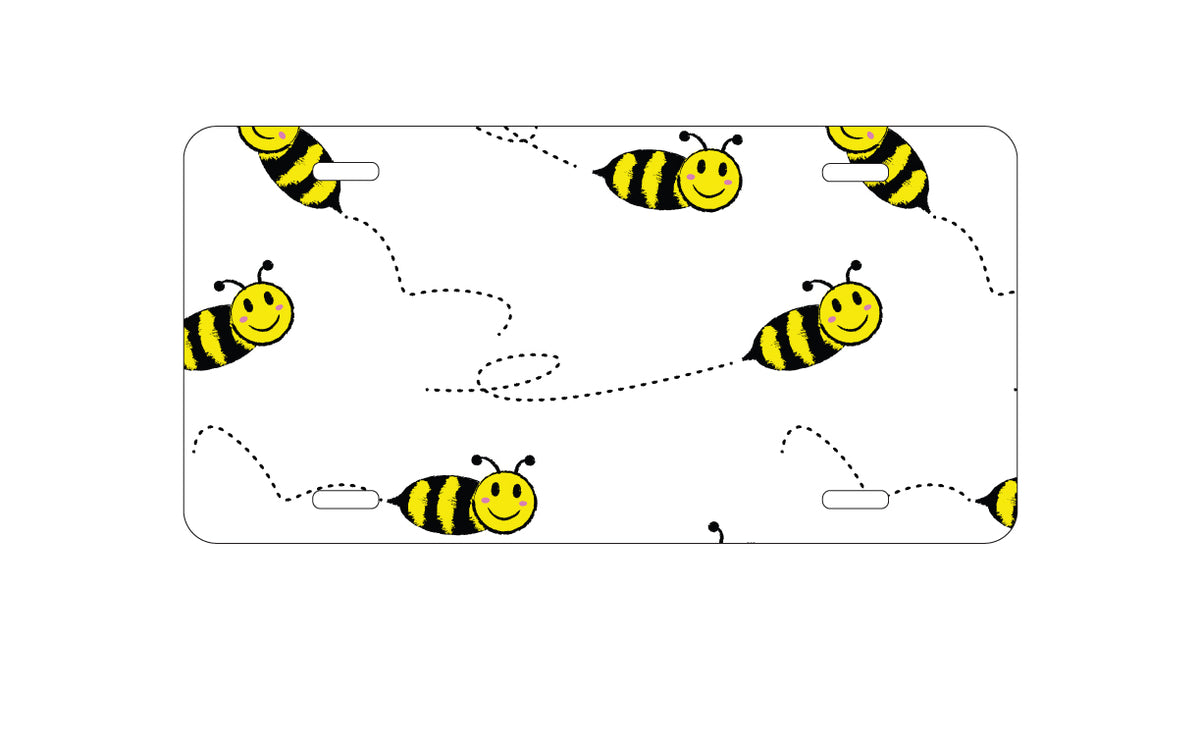 Custom Aluminum Decorative Vanity Front License Plate - Repeating Bumble bees