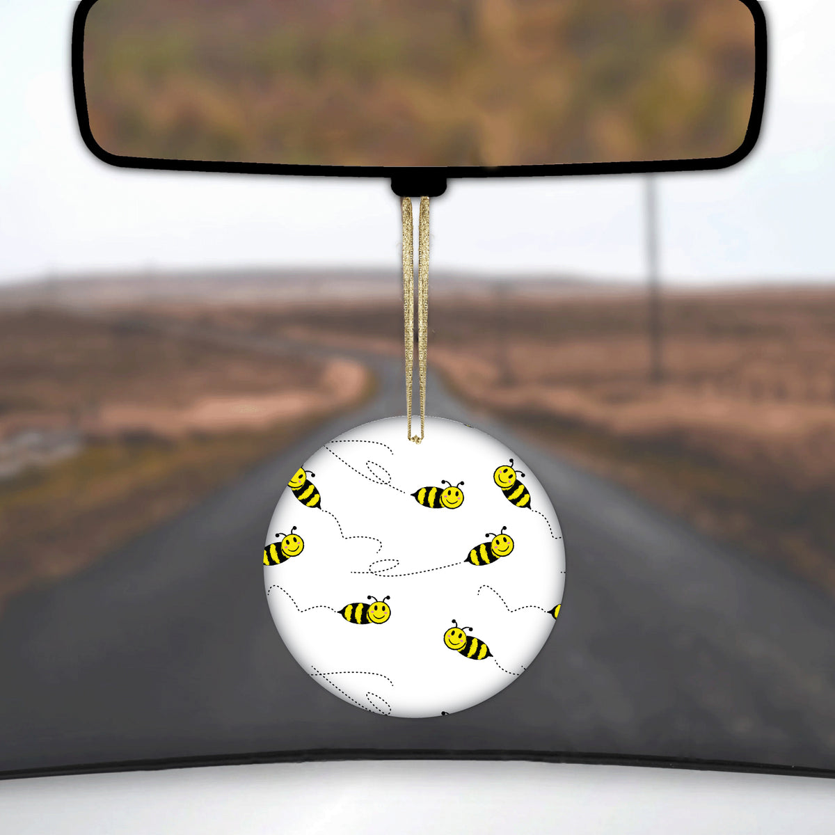 Repeating Bumble bees Ceramic Ornament, view 3