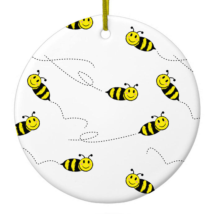 Repeating Bumble bees Ceramic Ornament