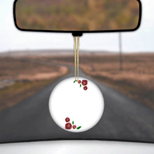 DistinctInk® Hanging Ceramic Christmas Tree Ornament with Gold String - Great Gift / Present - 2 3/4 inch Diameter - Water colored Roses