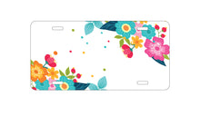 DistinctInk Custom Aluminum Decorative Vanity Front License Plate - Bright Colored Flowers and Dots